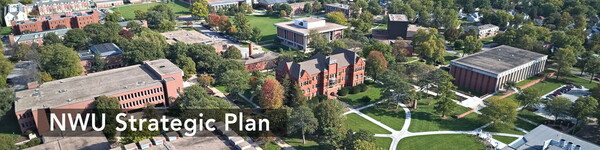 Aerial view of Nebraska Wesleyan University campus centered around Old Main.